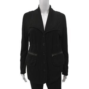 Yansi Fugel Women Basic Jacket Black Button 90% Rayon Long Sleeve Size S